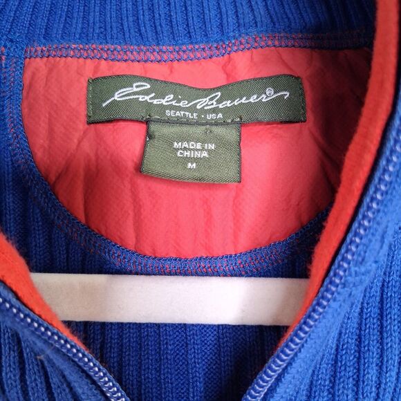 Eddie Bauer Women's Track Jacket Thick Ribbed Full Zip Sweater Size M - Picture 2 of 13